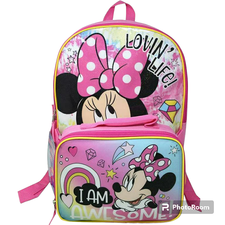 Minnie Mouse 16 Inch Backpack With Lunch Pack Set I Am Awesome