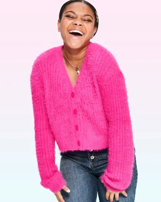 Hot pink hot sale cropped cardigan