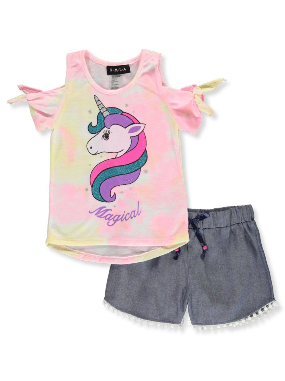 RMLA Glitter Unicorn Tie Dye Tee and Short Set
