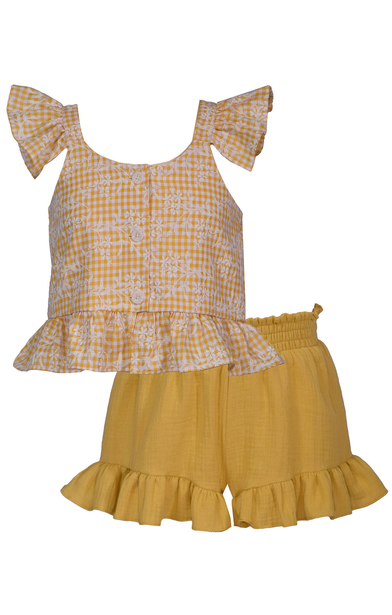 Bonnie Jean Embroidered Yellow Checked Set