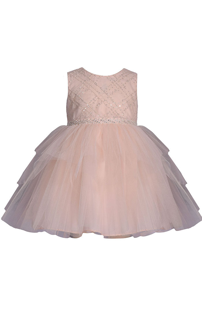 Bonnie Jean Peach Infant Lattice Ballerina Dress