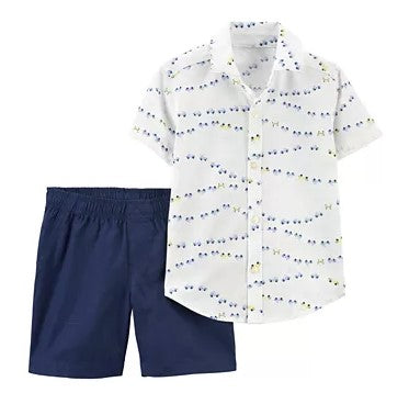 Carter's Navy Shorts  & White Shirt