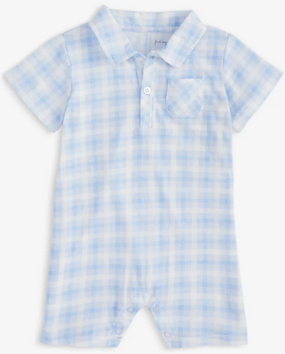 First Impressions Blue Plaid Sunsuit