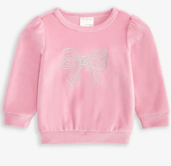 First Impressions Glitter Bow Velour Top