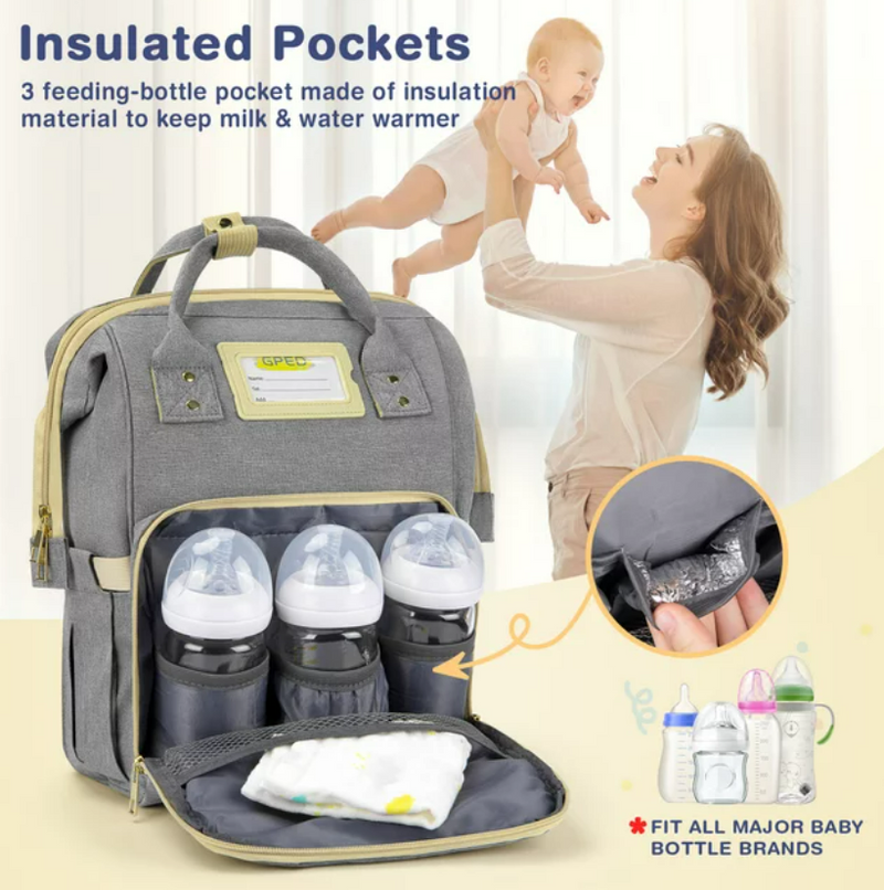 GPED Grey Diaper Bag Backpack