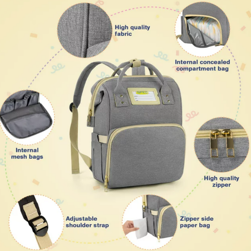 GPED Grey Diaper Bag Backpack