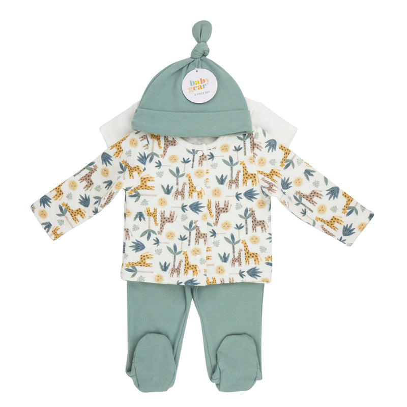 Baby Gear 4 piece Giraffe quilted cardigan set