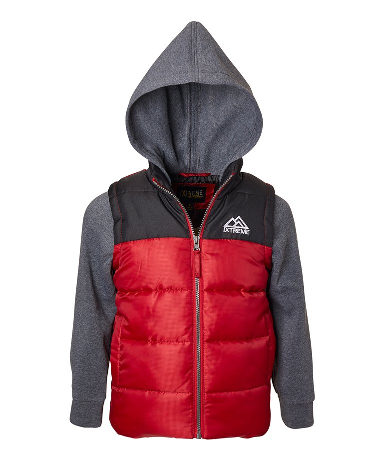 iXtreme Red Layered Puffer Vest