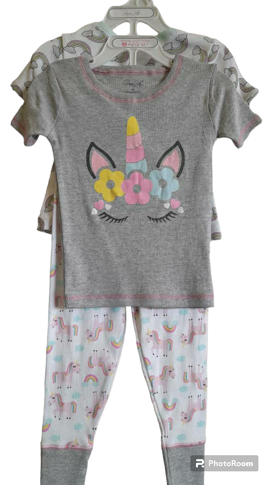 Rene Rofe Girls Unicorn /Rainbow 4 piece Pyjamas