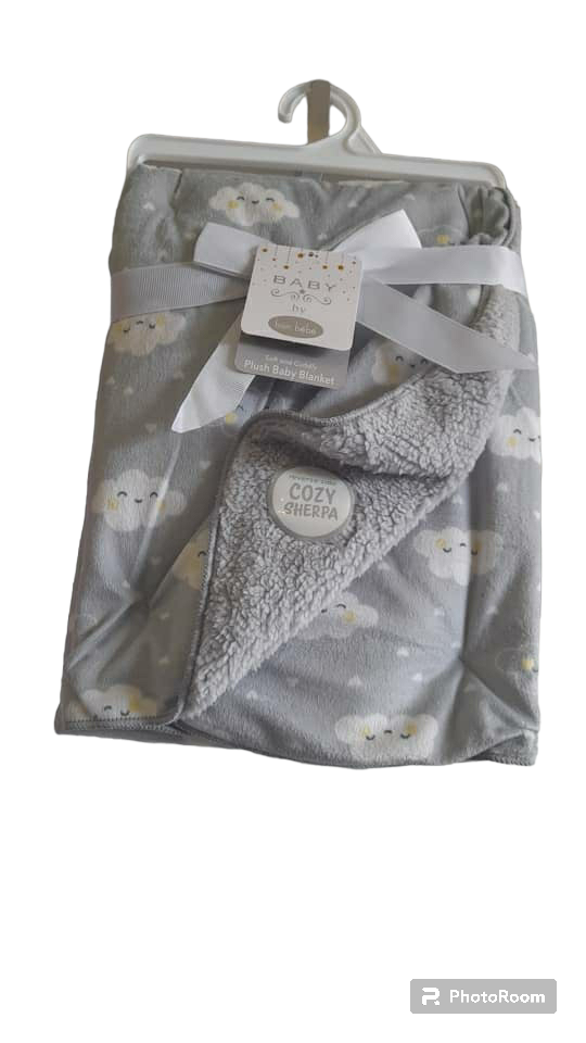 Bon Bebe Grey Plush Baby Blanket