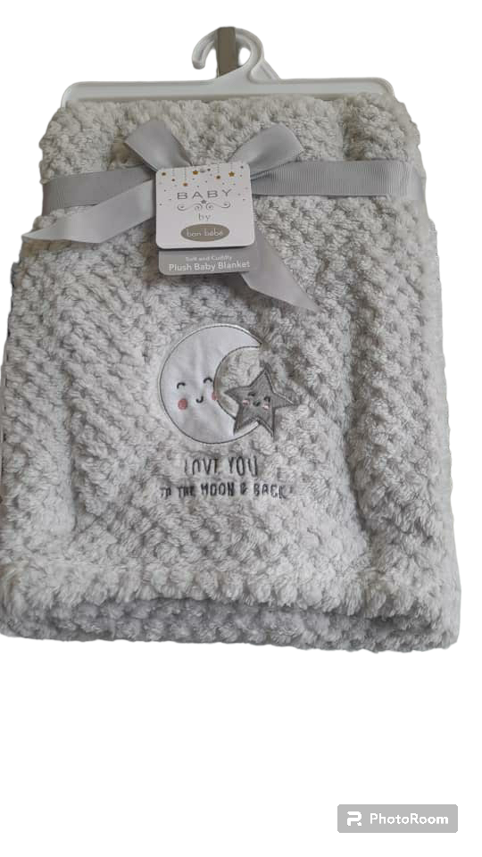 Bon Bebe Grey Plush Baby Blanket