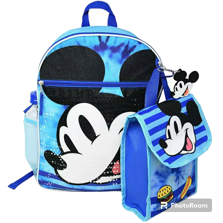 Walt Disney Mickey Mouse backpack with lunch bag set 16 inch blue