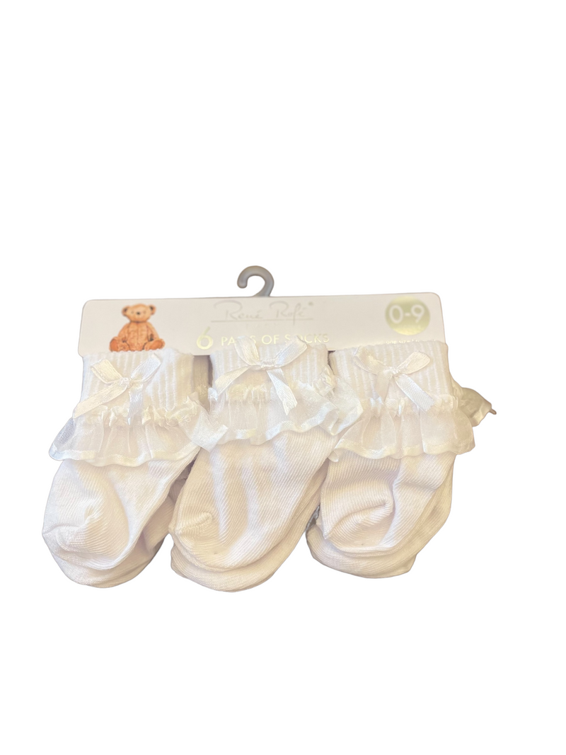 Rene rofe 6pk white lace socks