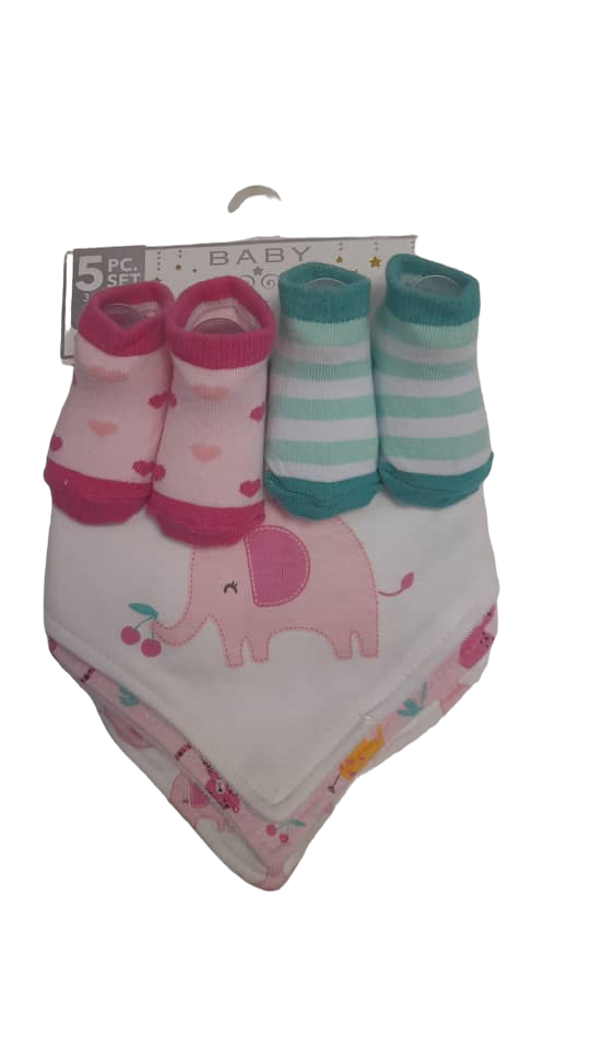 Bone bebe bib and sock set - elephant