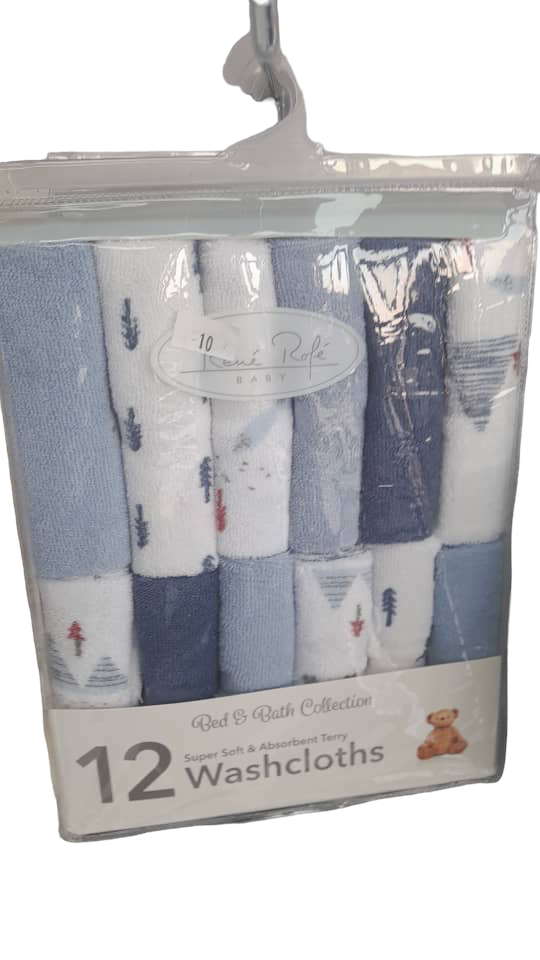 Rene Rofe 12 pack blue washcloth