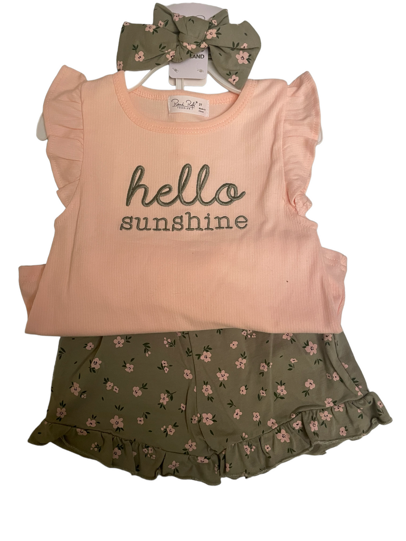 Rene Rofe hello sunshine peach tee and short set