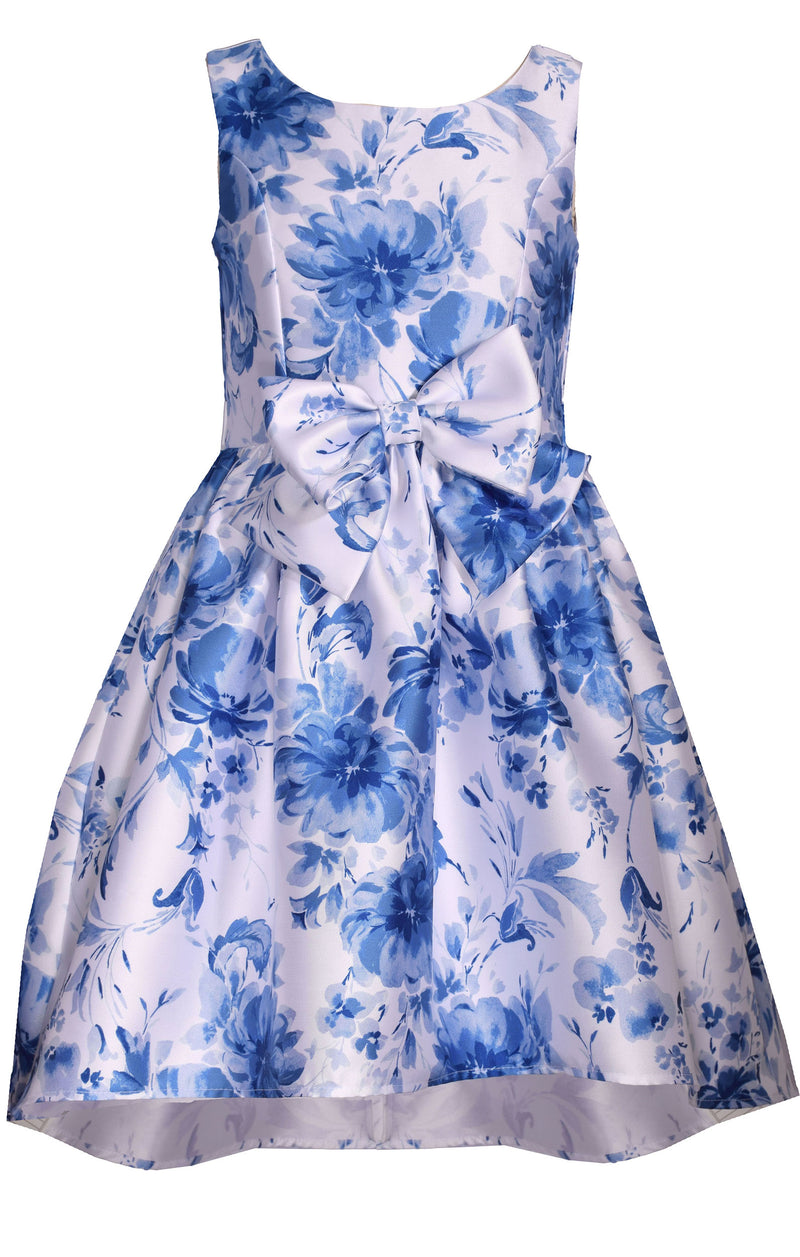 Bonnie Jean blue & white toile with bow dress