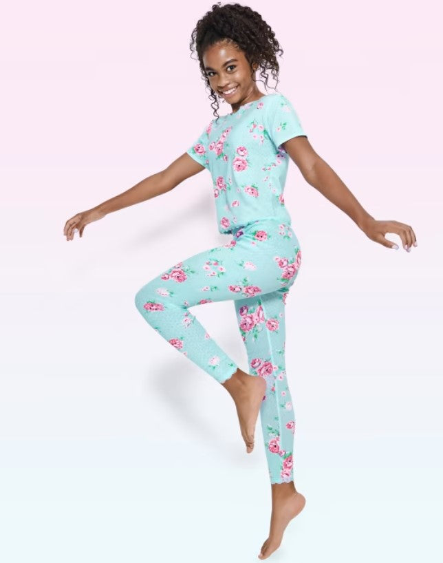 Sugar & Jade Teal & Pink Floral Pyjama Pant Set