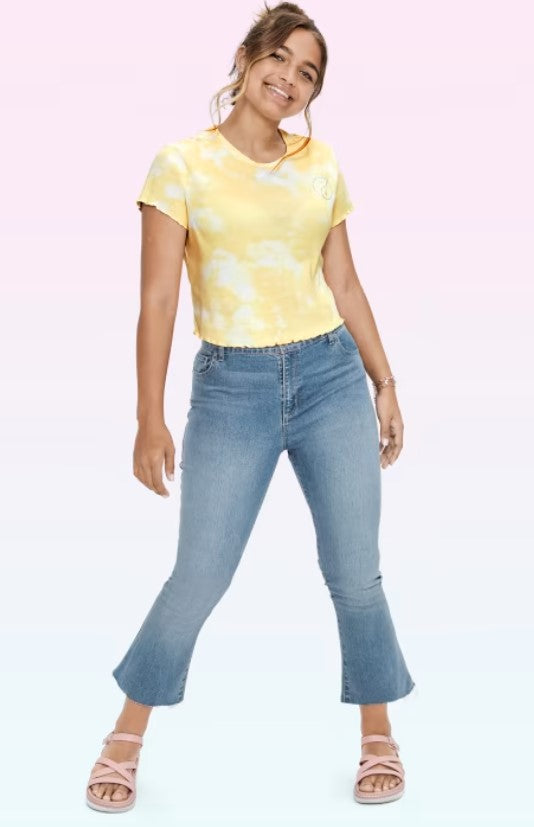 Sugar & Jade Mid Rise Cropped Flare Jeans