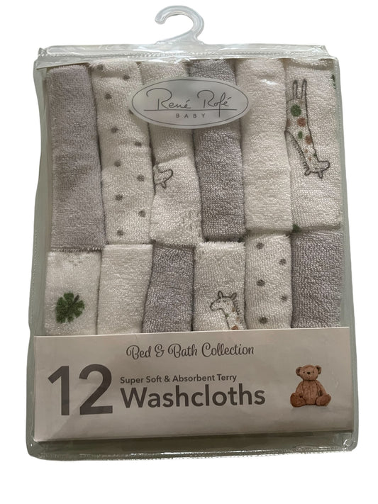Rene Rofe Grey Giraffe 12 pack wash cloths