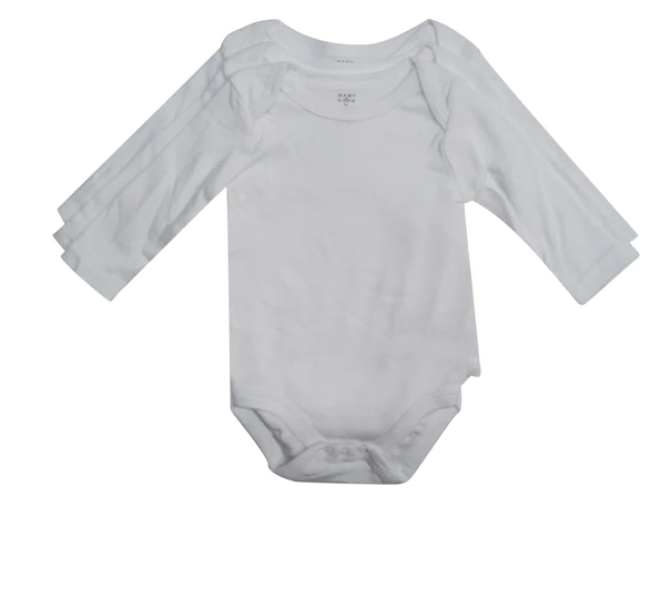 Bon Bebe 3Pk Infant White Baby body suit long sleeved