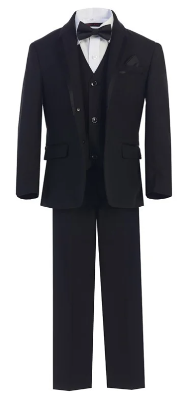 Magen Kids 7 Piece Black Tuxedo Suit