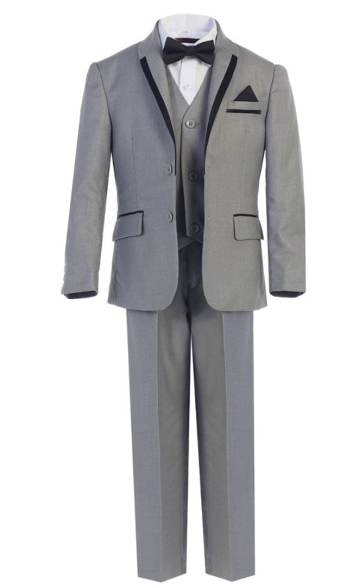 Magen Kids 7 Piece Grey Tuxedo Suit