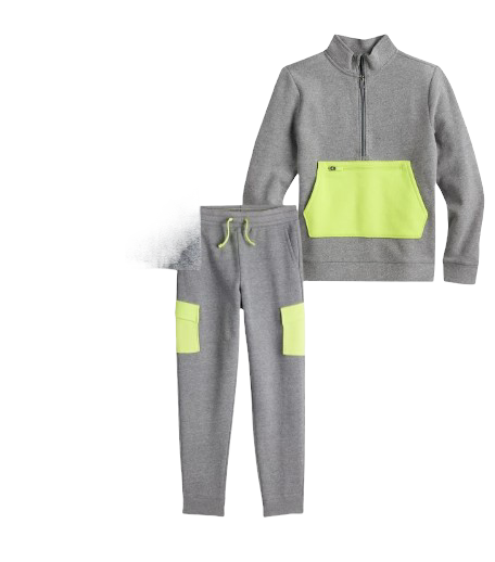 Tek Gear® Ultrasoft Grey/GreenFleece track suit