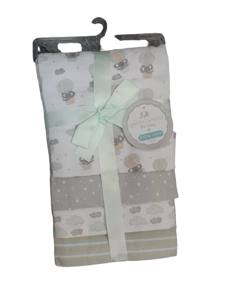 Petite L'amor 4 Pack Receiving Blankets Teal