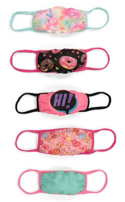 Addie & Tate 5 Pack Face Mask Teal Pink TUDiki