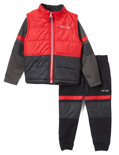 Blac Label Red & Black Puffer Vest Set TUDiki