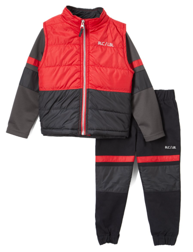 Blac Label Red & Black Puffer Vest Set