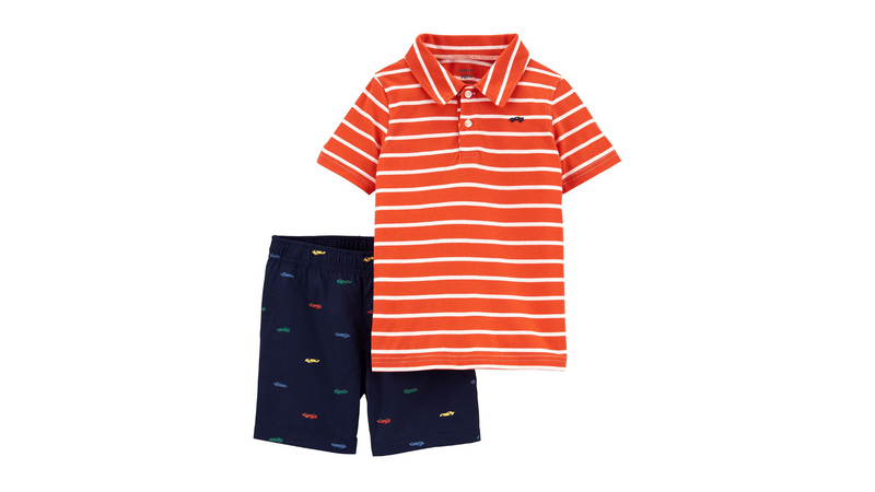 Carters Toddler Boys Orange Polo and Shorts