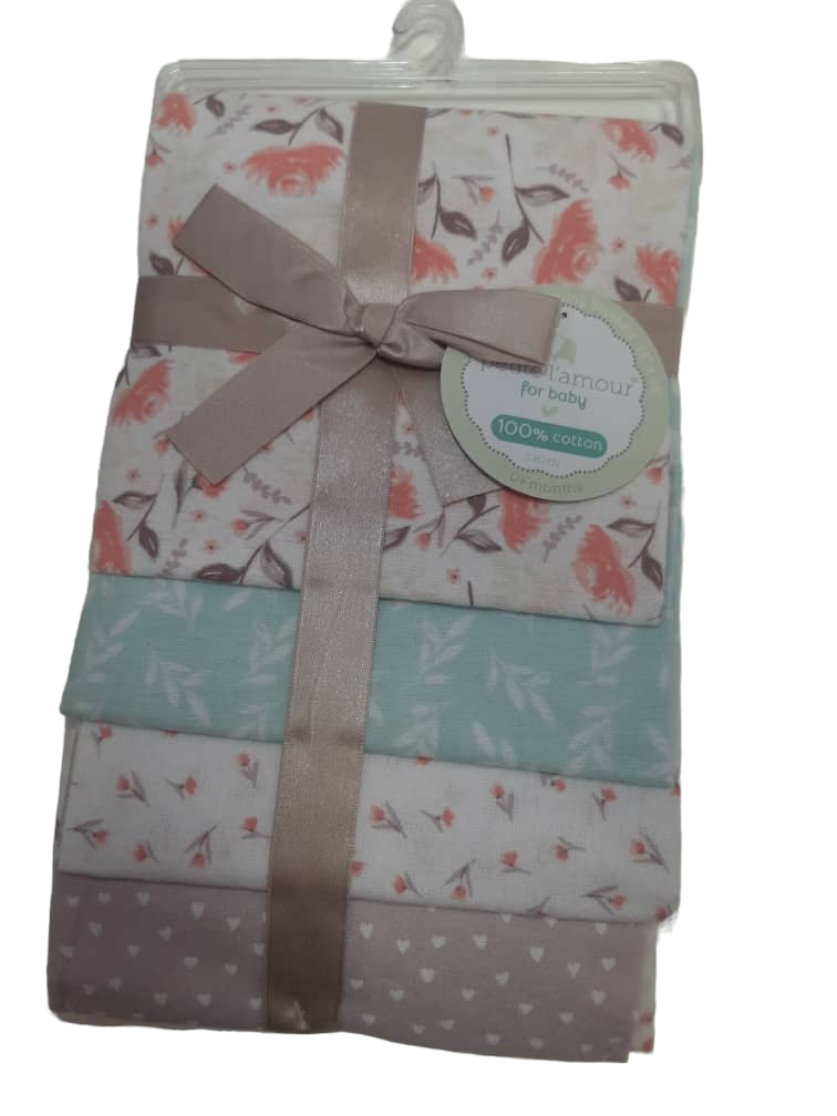 Petite L'amor 4 Pack Receiving Blankets Peach