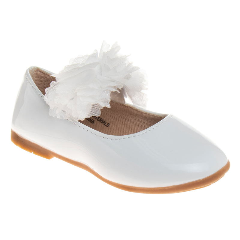 Kensie Girl Flat Pumps with Chiffon Band White