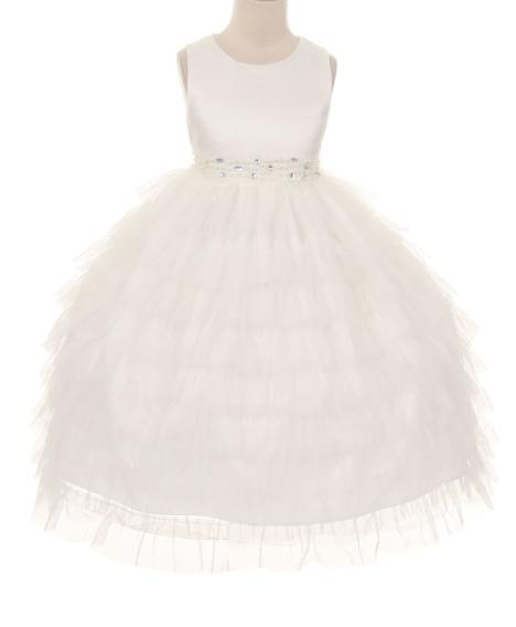 Kid's Dream Layered Mesh Ivory Princess Dress