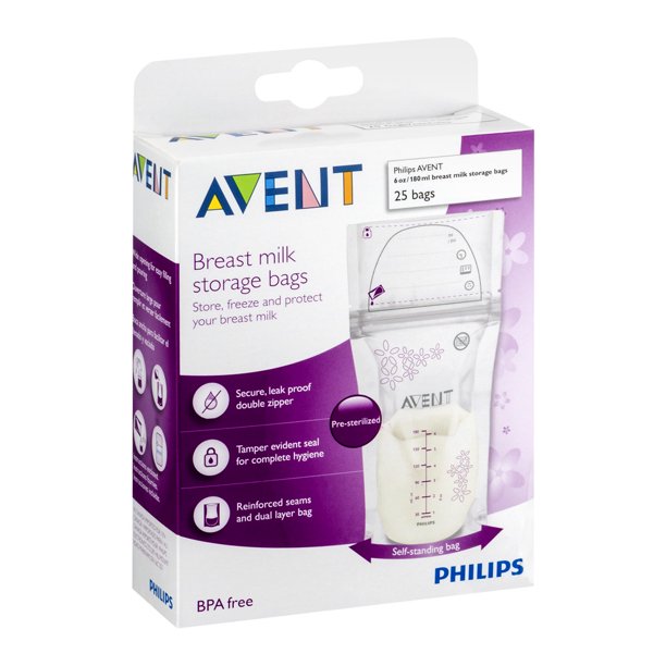 Philips Avent 6 oz-120 ml Breast Milk Storage Bags 25 count