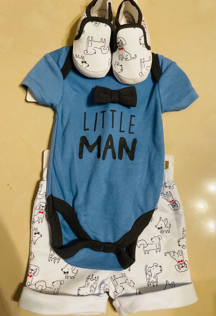 Rene Rofe Blue Little Man Bow 2 piece Set 0-3 months