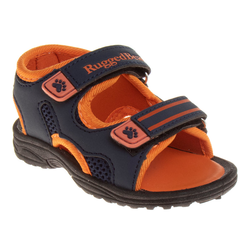 Rugged Bear Navy Orange 2 strap sandals