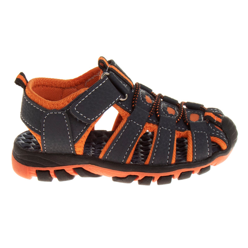 Rugged Bear Navy Orange 3 strap sandals