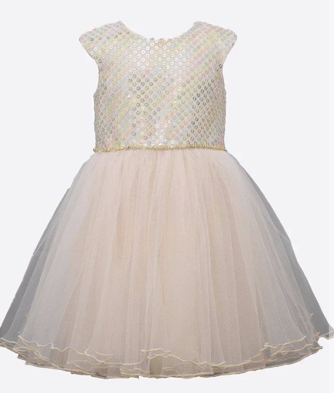Bonnie Jean sequin mesh babydoll toddler dress