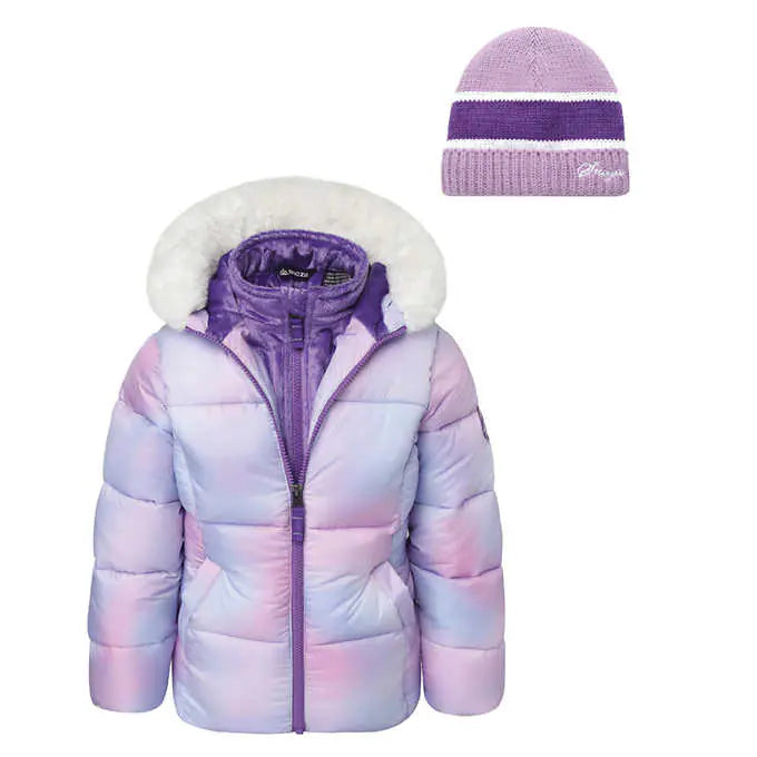 Snozu Kids' Jacket w/Hat, Pink/Purple