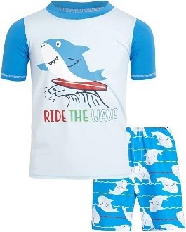 Sweet & Soft Boys 2 piece Swim Suit with Rashguard Ride the wave