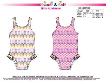 Sweet & Soft Girls Swim Set Hibiscus Chevron