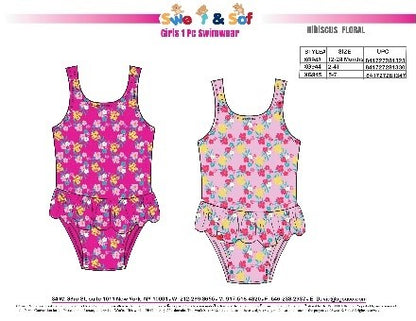 Sweet & Soft Girls SwimSuit Floral Hibiscus