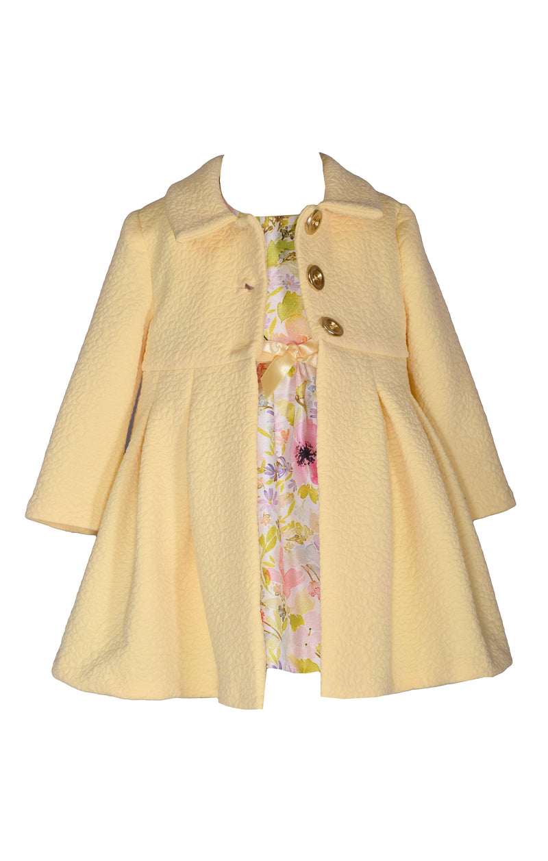 Bonnie Jean textured Yellow coat set