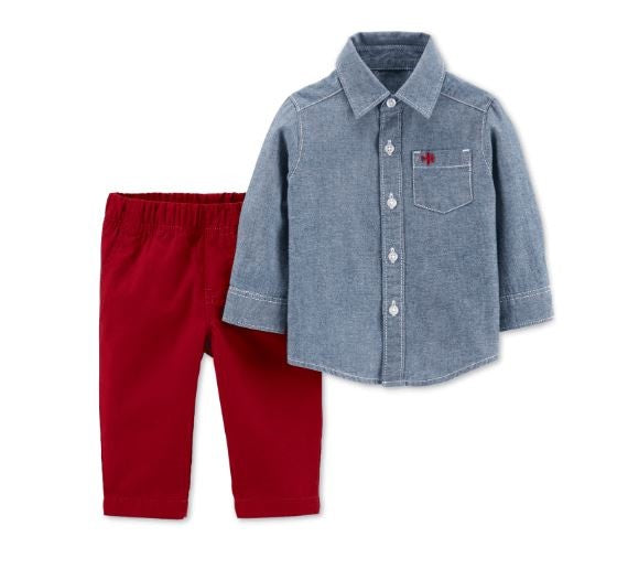 Carter's 2-Piece Chambray Button-Front Top & Pants Set